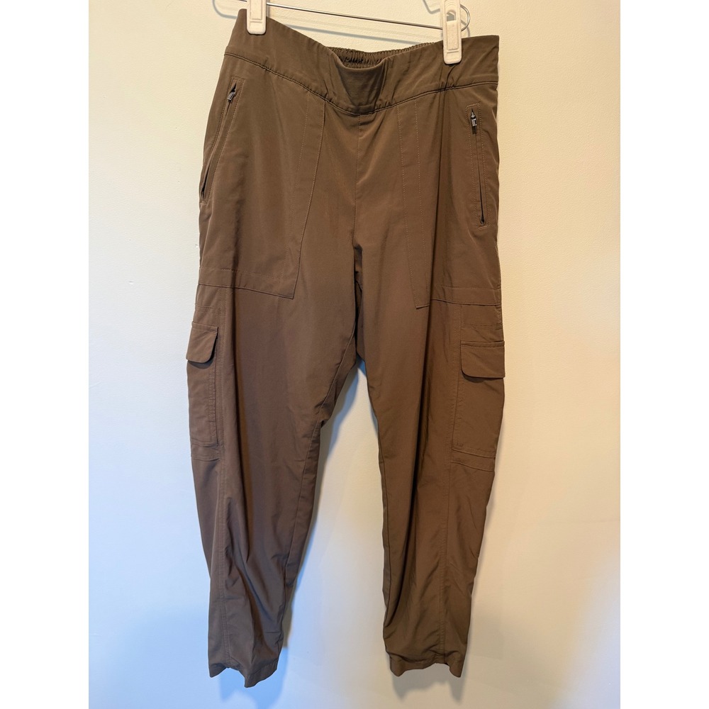 Athleta Chelsea Cargo Lined Pants Brown High Rise Tapered Jogger Womens 10 - Picture 2 of 4